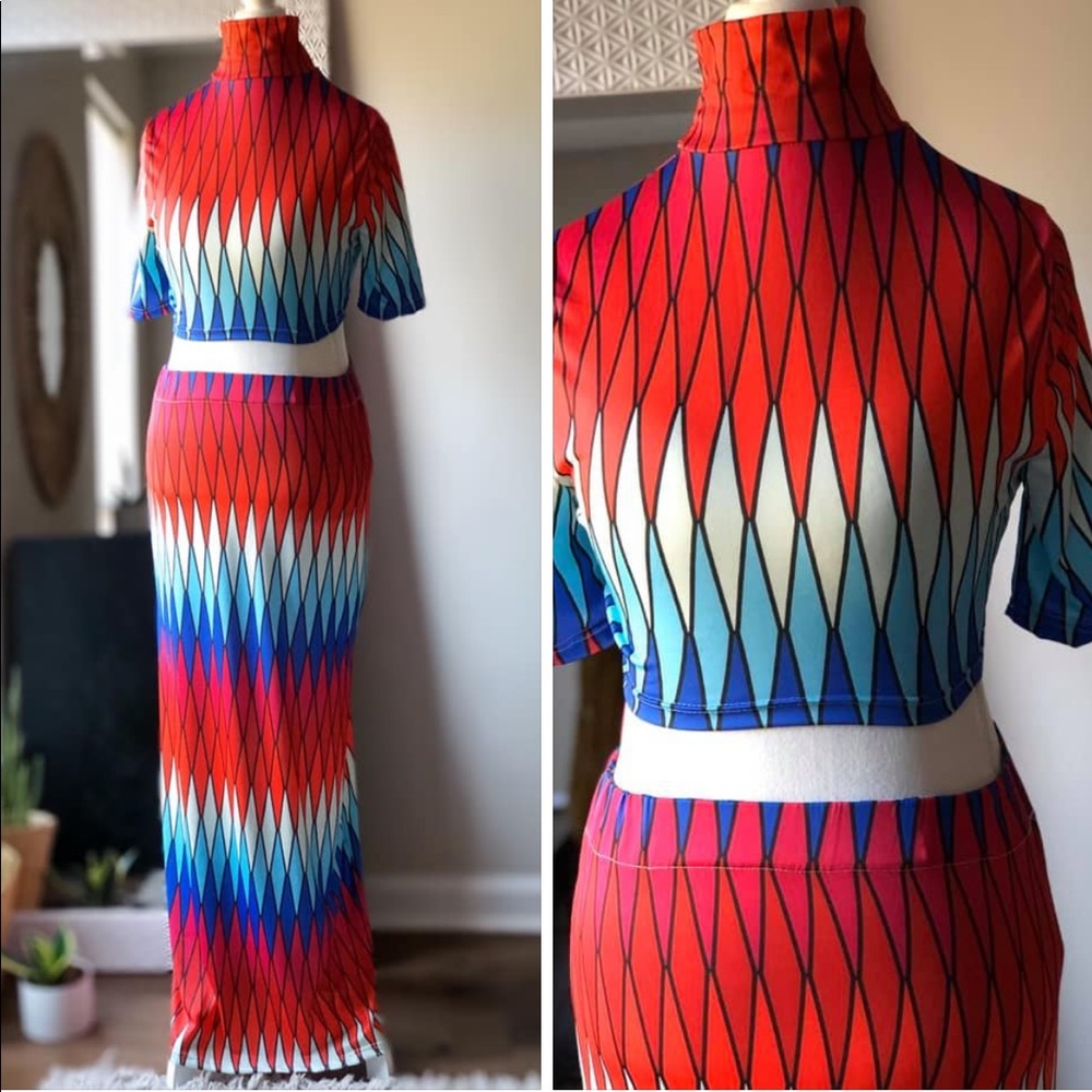 Crop top and with matching high waist maxi skirt